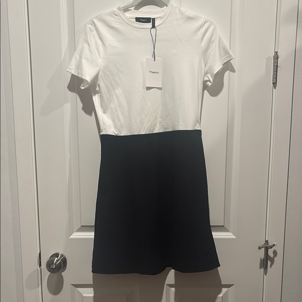 Theory White and Black Sheath Mini Dress